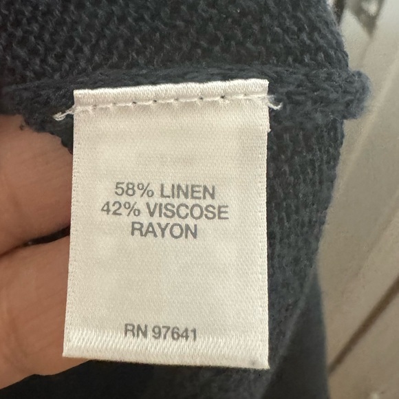 J.Jill Linen Blend Long Line Navy Blue Open Cardigan Size Large - Picture 4 of 4